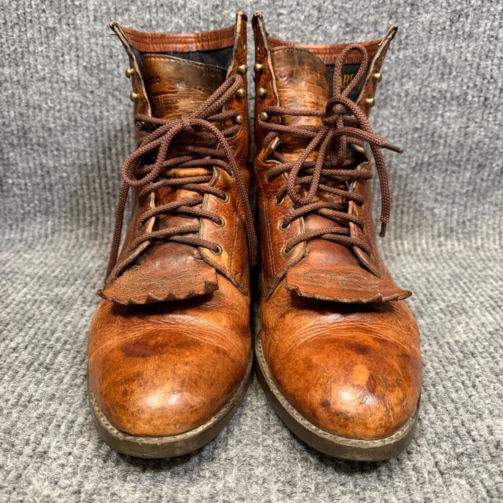 Ariat Heritage Lacer Boots Men 10D Brown Leather Kiltie Western Rodeo Workwear